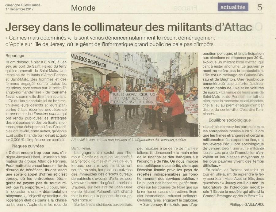 2017- Action Apple à Jersey dans la presse