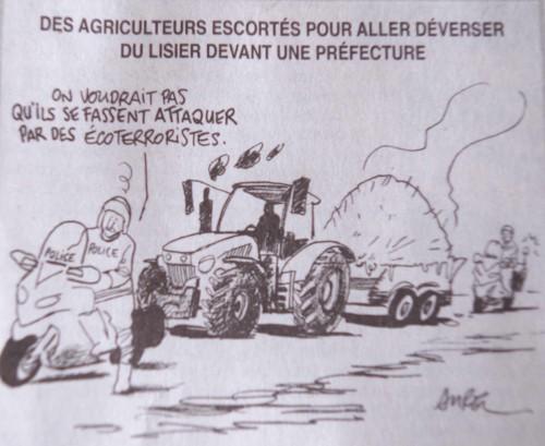 Illustration manif agri Canard Enchainé